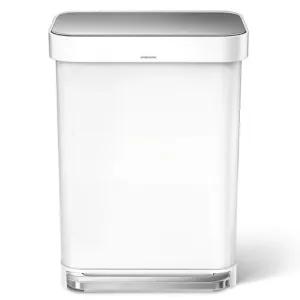 Simple Human, Rectangular Pedal Bin White Steel Liner Pocket 55L