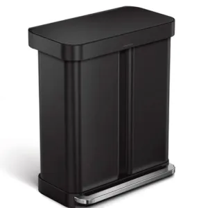 Simple Human, Dual Compartment Pedal Bin  Black Steel Liner Pocket 34&24L