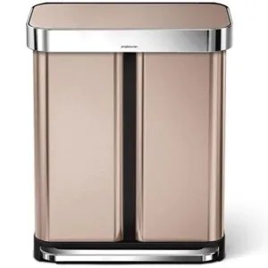 Simple Human, Dual Compartment Pedal Bin Rose Gold Liner Pocket 34&24L