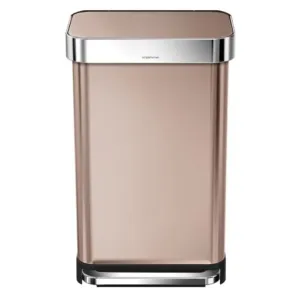 Simple Human, Rectangular Pedal Bin  Rose Gold Liner Pocket 45L