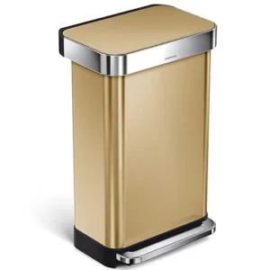 Simple Human, Rectangular Pedal Bin Brass Liner Pocket 45L