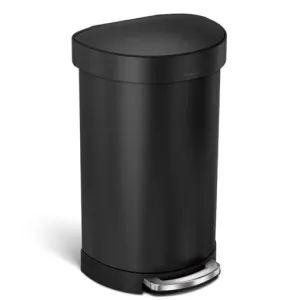 Simple Human, Semi Round Pedal Bin, With Liner Rim, Black 45L