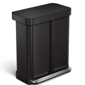 Simple Human, 58L Rectangular Recycler Pedal Bin, Matte Black