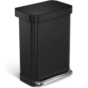 Simple Human, 55L Rectangular Pedal Bin W/Liner Pocket, Matte Black