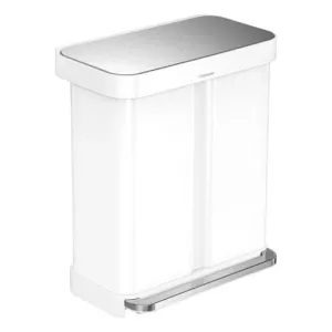Simple Human, 58L Rectangular Recycler Pedal Bin, White