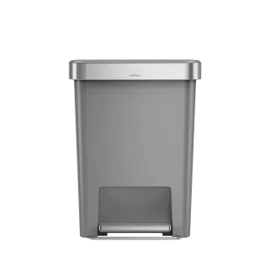 Simple Human, Rectangular Pedal Bin Grey with Steel Trim Liner 45L
