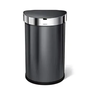 Simple Human, Semi Round Sensor Bin Black Steel 45L