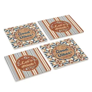 Be Vintage Set of 4 Stoneware Coasters