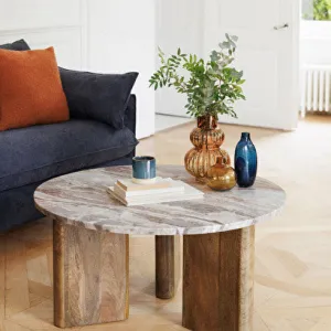 Coppa Coffee Table - Marble Top & Mango Wood Legs