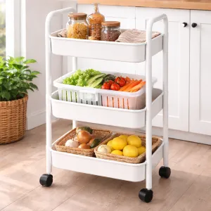 Multi-Use Storage Trolley with Wheels