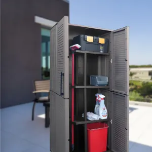 Full Height Plastic Cabinet with Broom Holder