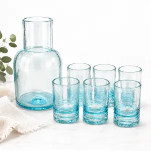 Handmade Glass Carafe with 6 Liqueur Cups Set â€“ Carafe 23 cm