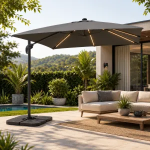 Premium Steel Outdoor Umbrella 3x3M with LED Lights