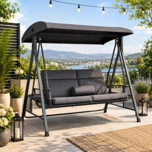 Outdoor Terrace Swing with Canopy â€“ Steel Frame
