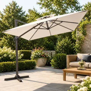 3Ã—3m Cantilever Patio Umbrella â€“ Aluminum Pole with Steel Ribs, Outdoor Garden Parasol