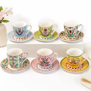 Set of 6 Coffee Cups & Saucers â€œSpring Folkâ€ â€“ 100 ml