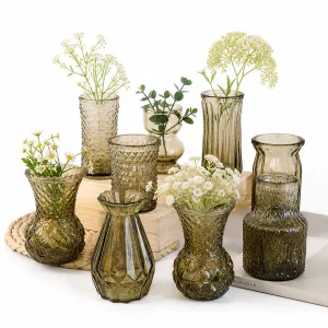 Set of 10 Decorative Glass Vases â€“ Mini Vintage Style