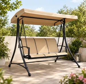 Outdoor Garden Swing Chair with Canopy â€“ Steel Frame, 3-Seater (196Ã—113Ã—179 cm)