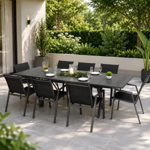 OUTDOOR DINING SET WITH 8 CHAIRS