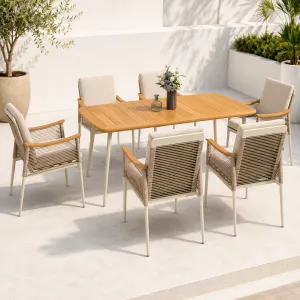 OUTDOOR DINING SET WITH 6 CHAIRS