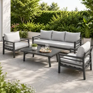 OUTDOOR ALUMINUM SET 3+1+1 WITH TABLE