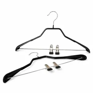 Set of 2 Clothes Hangers with 2 Hooks â€“ Black