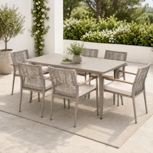 Modern Outdoor Dining Set Table with 6 Chairs