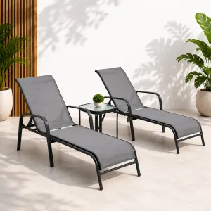 Outdoor Sun Lounger â€“ Steel & Textiline