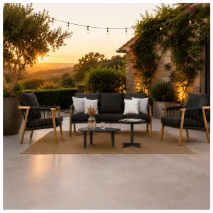 Outdoor Aluminum Lounge Set 3+1+1 with Dual Ceramic Tables