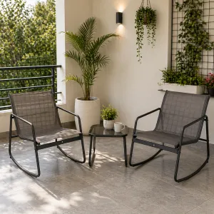 Steel Rocking Chair Set with Side Table