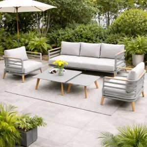 Modern Outdoor Lounge Set 3+1+1 with 2 Coffee Tables
