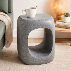 Modern Sculptural Side Table Curved Hollow Form 35 x 35 x 45 cm