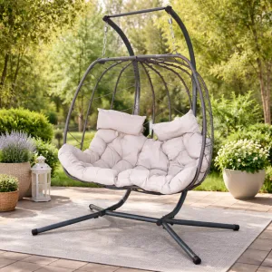 Steel Double Hanging Egg Swing Chair 160x100x190 cm