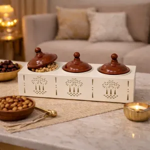 Metal Canister 3-Section Serving Set with Lids 13 x 7 x 13 cm