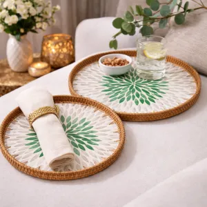 Round Willow Tray Set of 2 30 cm and 35 cm