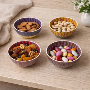 ELA Set of 4 Porcelain Bowls 11 cm Colored Patterned