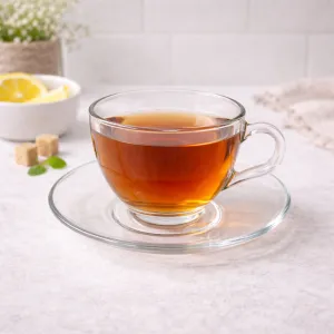 Teacups with Saucers Set of 6 Clear Glass 238 ml Transparent