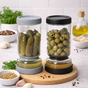 Clear Borosilicate Glass Olives & Pickles Preservation Jar 900ml Grey