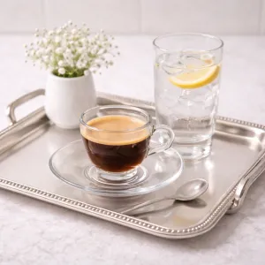Glass Coffee Cup and Saucer Set 6pc 85 ml Transparent
