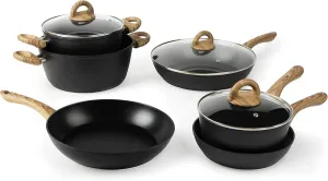 PRATIKA 9-Piece Forged Steel Cookware Set, Induction Compatible