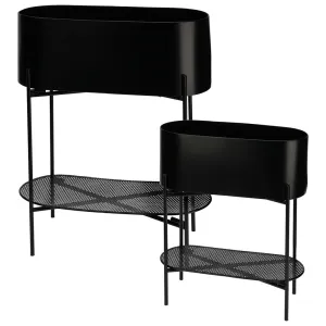 Flower Rack Set Of 2Pcs, Black, Small and Large Sizes