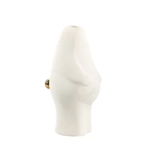 Standing Rabbit Ceramic Vase - White, Whimsical Home Decor Accent