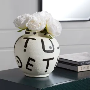 Letter Vase, Modern White Ceramic Decorative Accent for Home