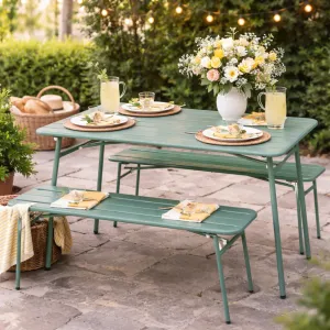 Garden Furniture Set 3PCS - Steel, Weather-Resistant