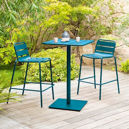 PHUKET HIGH STACK CHAIR - Blue Epoxy Steel Stackable Outdoor Chair