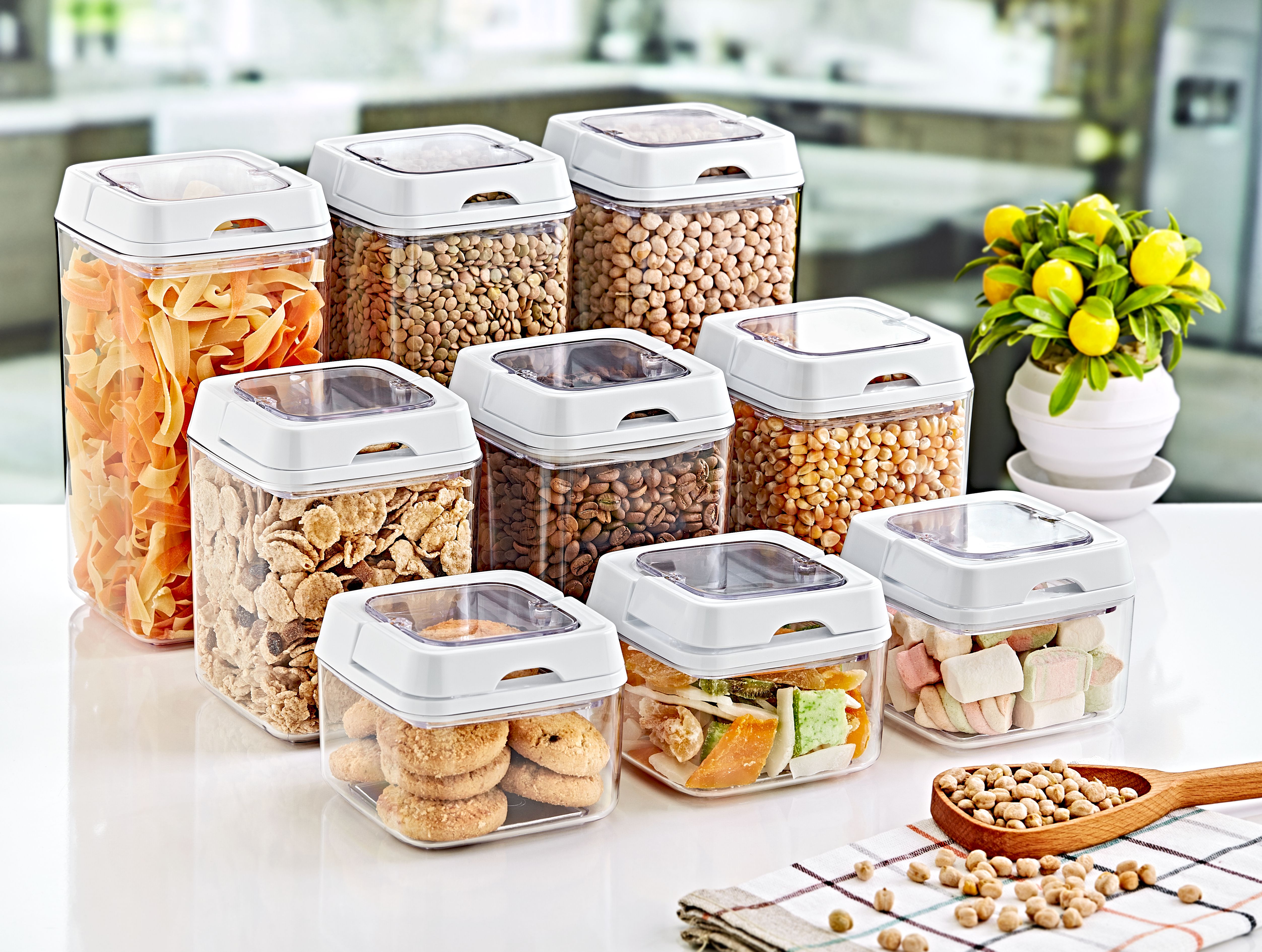 LOCKED ACRYLIC FOOD STORAGE SQUARE, 2L, Transparent