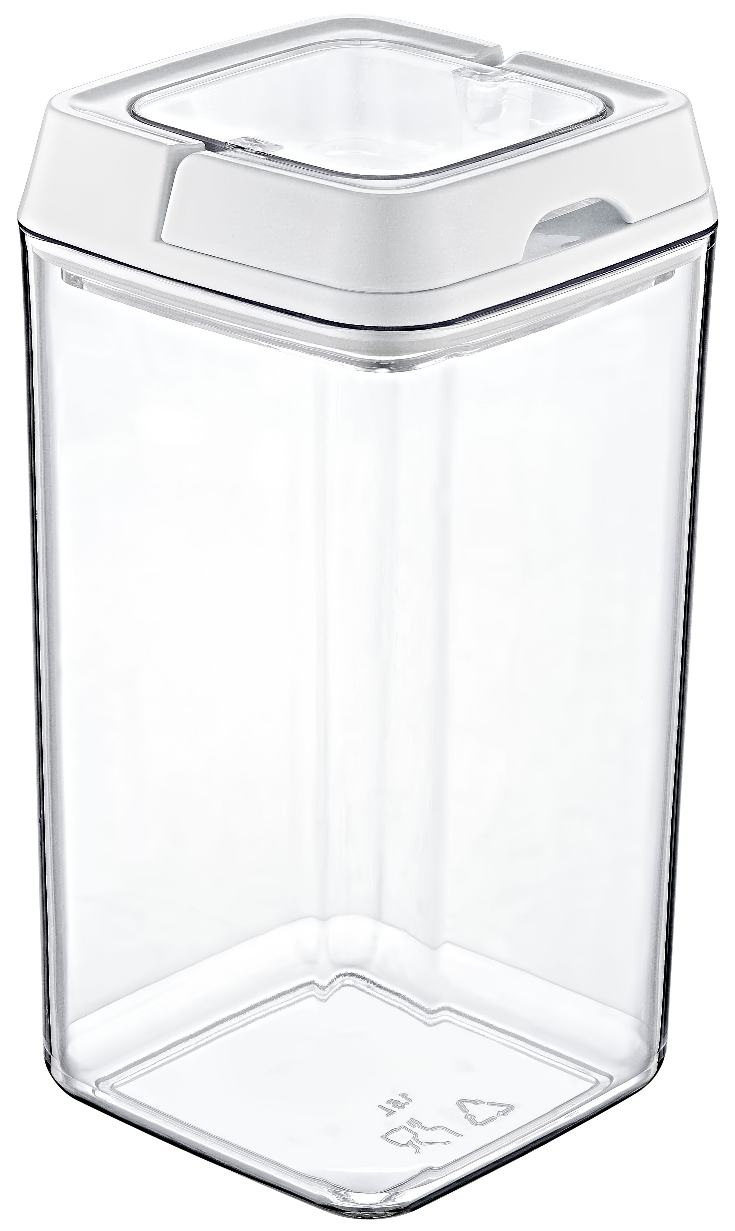 LOCKED ACRYLIC FOOD STORAGE SQUARE - 1.5LT, Food-Safe, PS with Silicon Ring