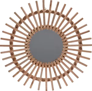 MIRROR WOOD NATURAL Round Boho Style, 50cm
