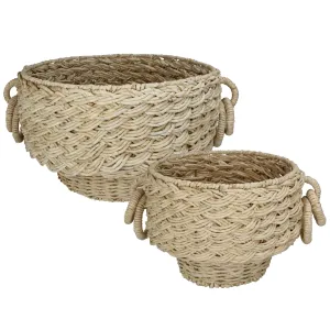 Natural Corn Leaf Baskets, Set of 2