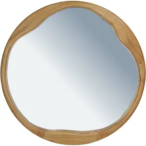 Round Wall Mirror, Natural Firwood Frame